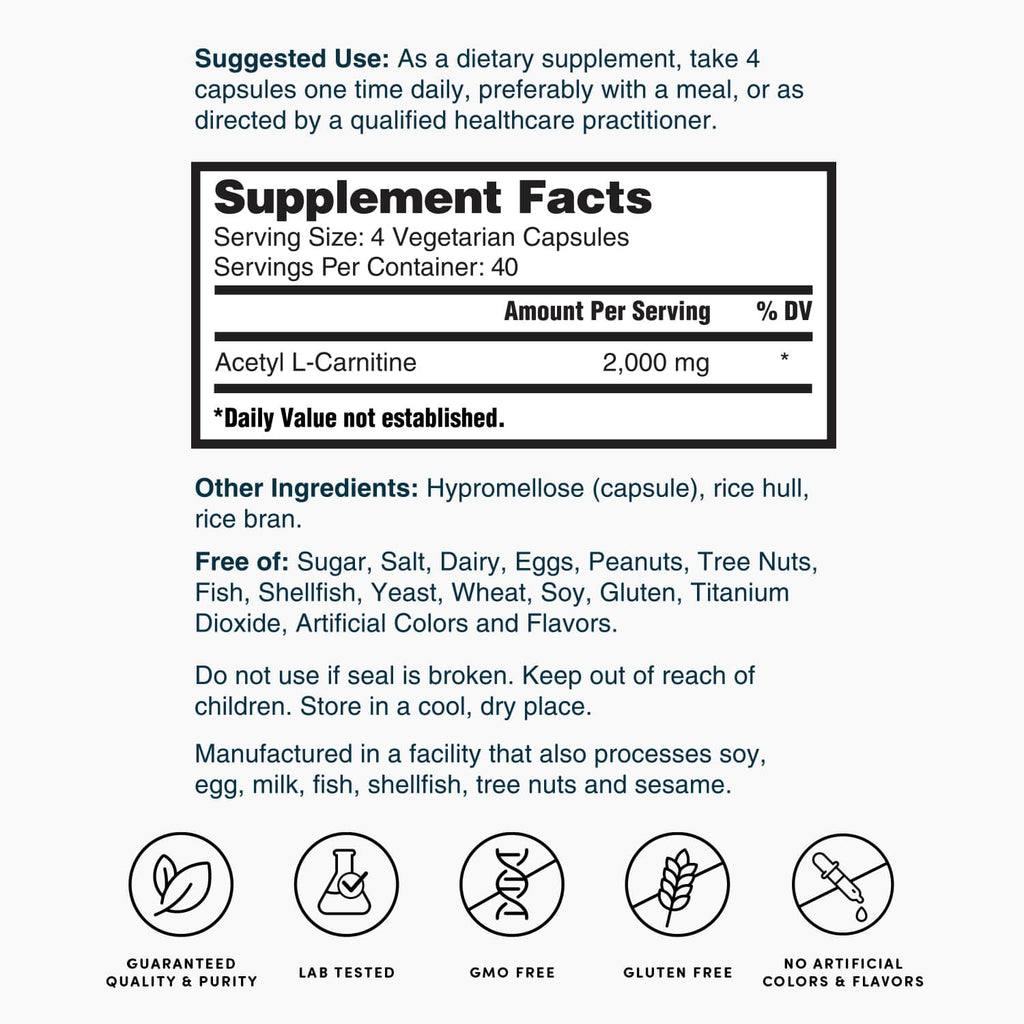 Acetyl L-Carnitine 2,000mg - 160 Capsules