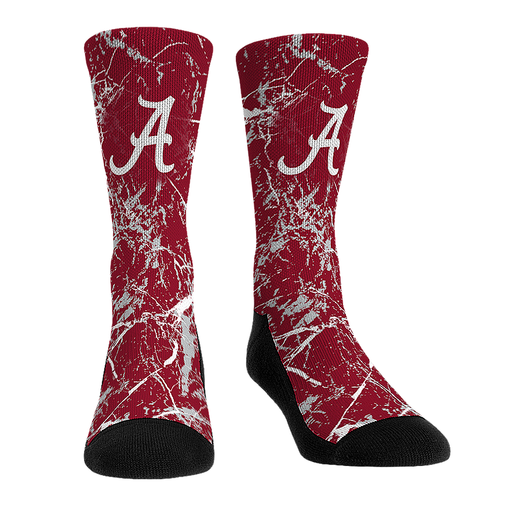 Alabama Crimson Tide - Cracked Marble Crew Socks