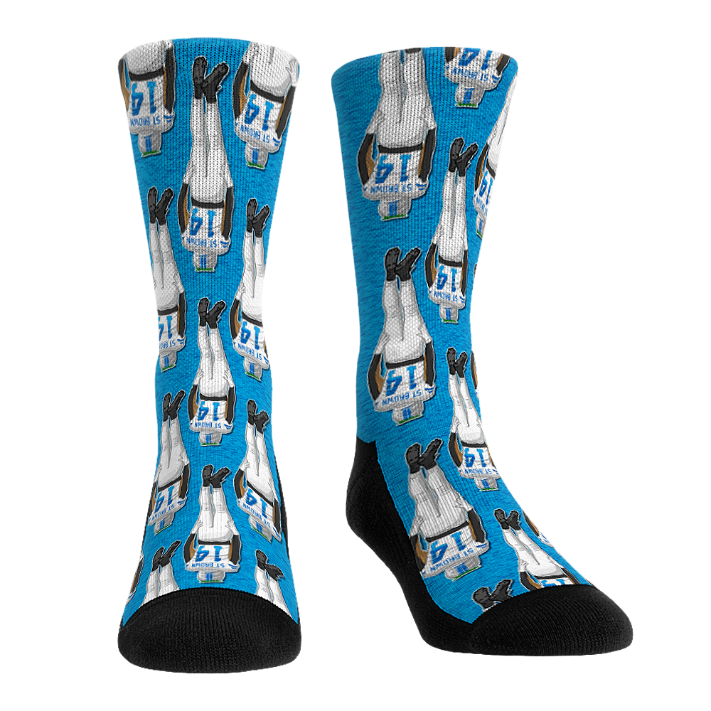 Amon-Ra St. Brown - Detroit Lions - Headstand All-Over (Blue) Crew Socks