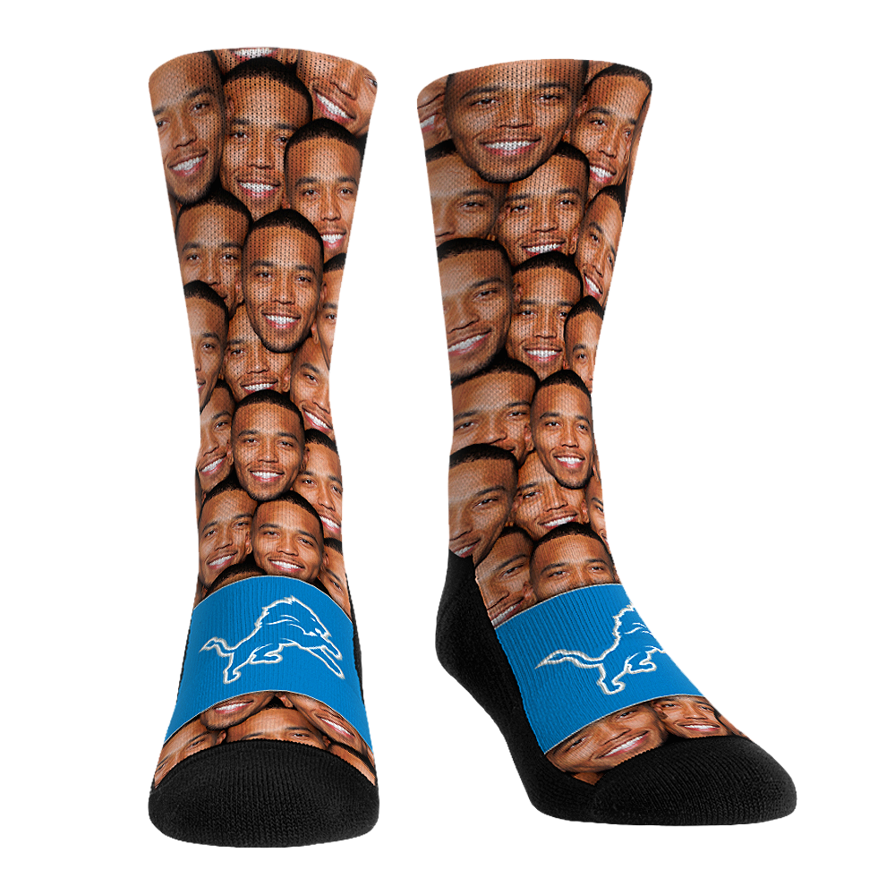 Amon-Ra St. Brown - Detroit Lions - Face Repeat Crew Socks