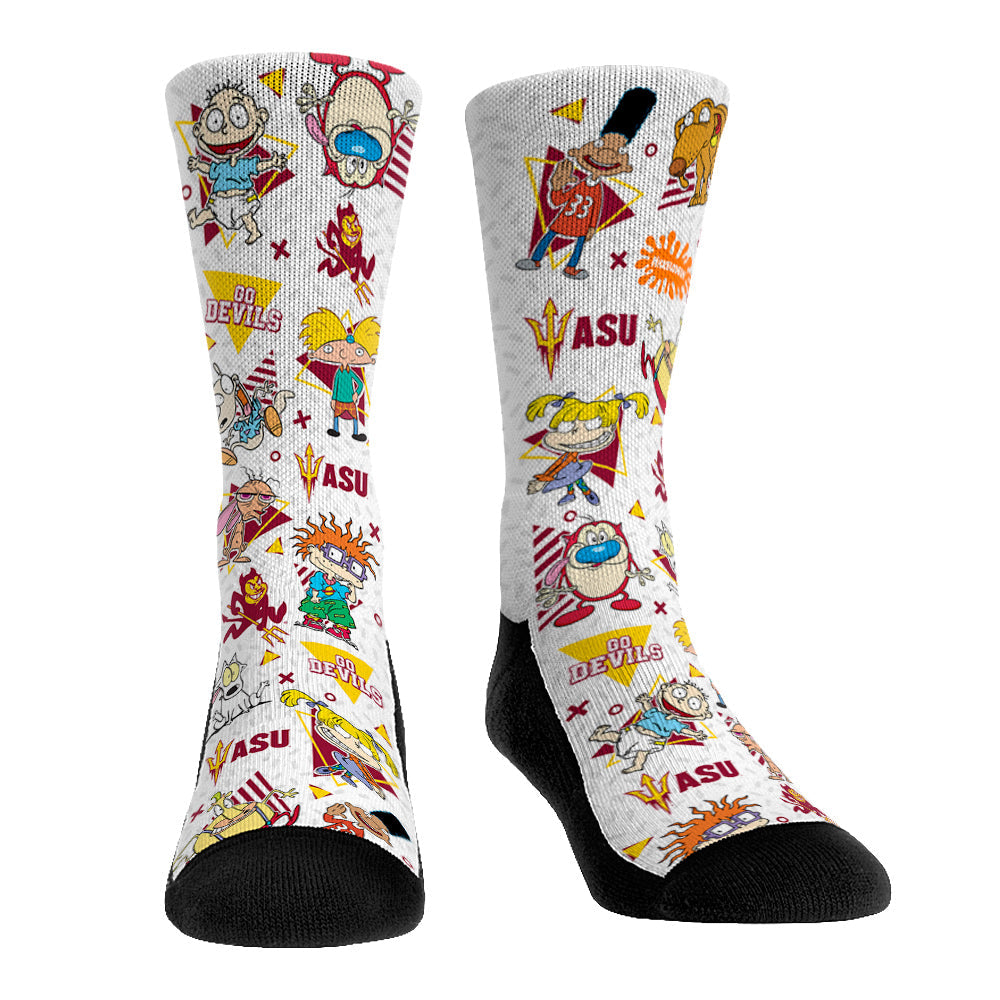 Arizona State Sun Devils - 90s Nickelodeon Characters All-Over Crew Socks