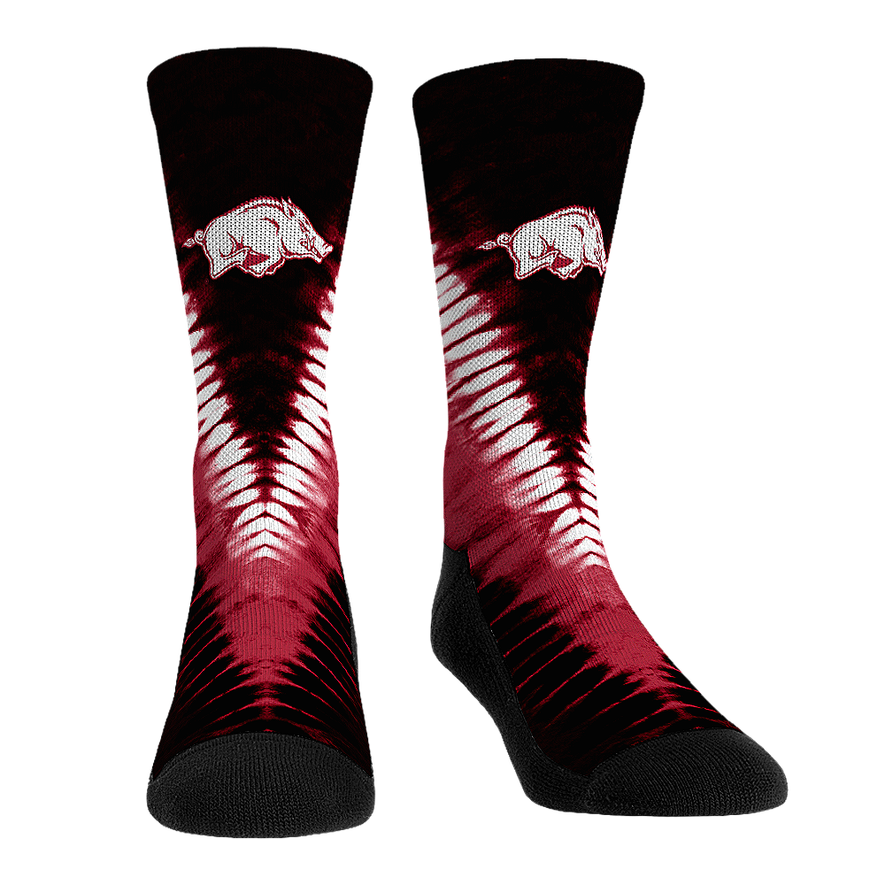 Arkansas Razorbacks - V Shape Tie Dye Crew Socks