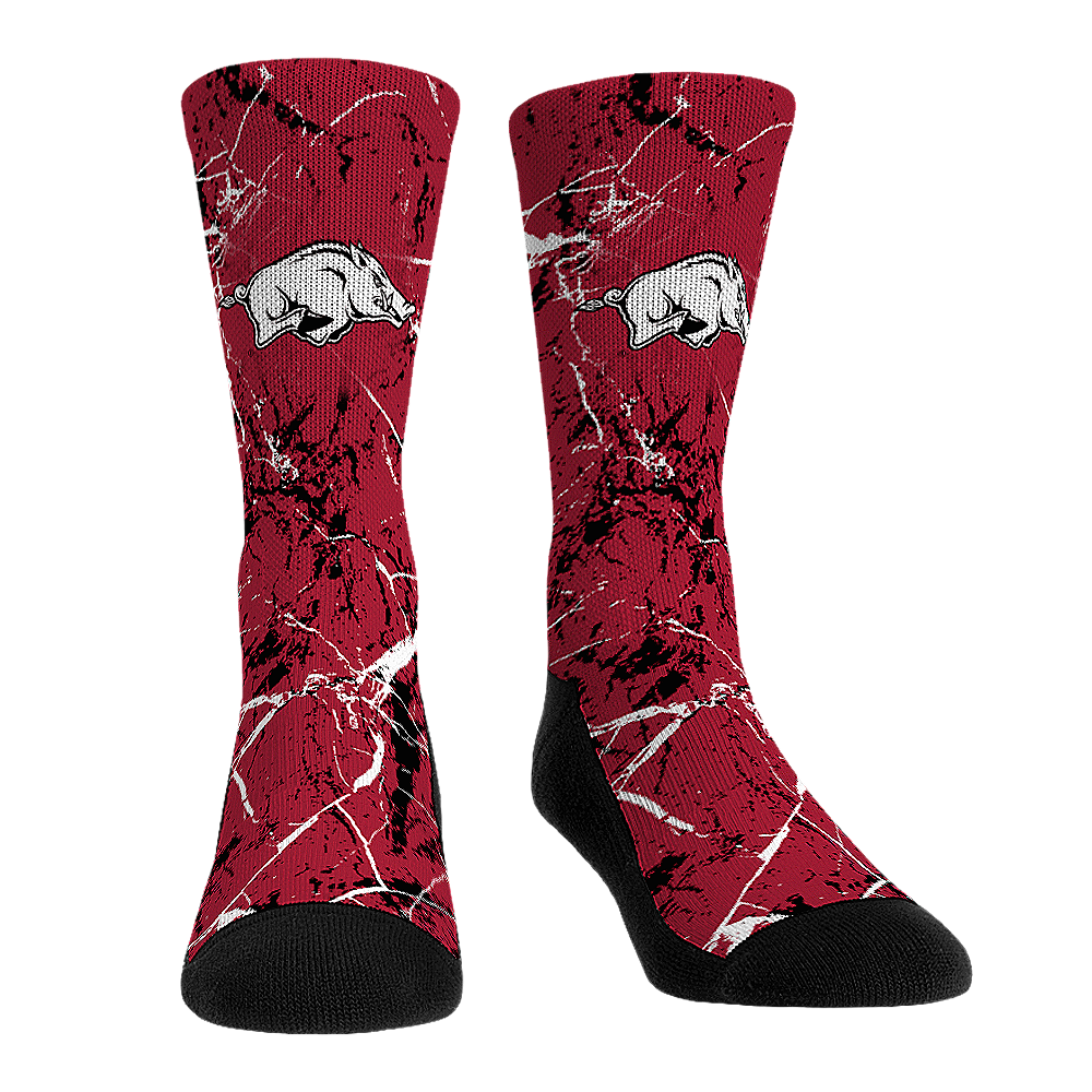 Arkansas Razorbacks - Cracked Marble Crew Socks