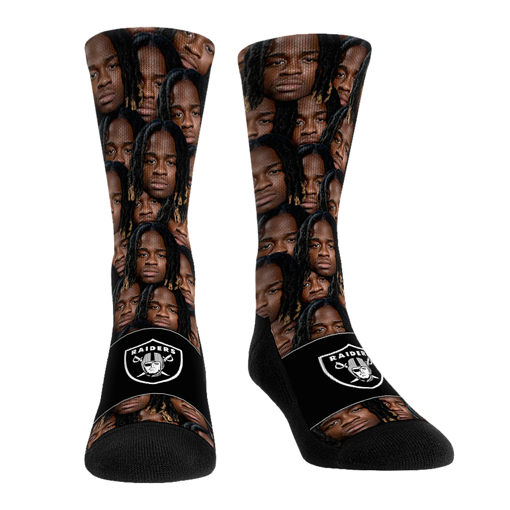 Ashton Jeanty - Las Vegas Raiders - Face Repeat Crew Socks