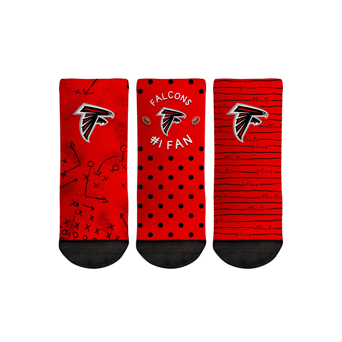 Atlanta Falcons - Number 1 Fan 3-Pack (Toddler) Socks