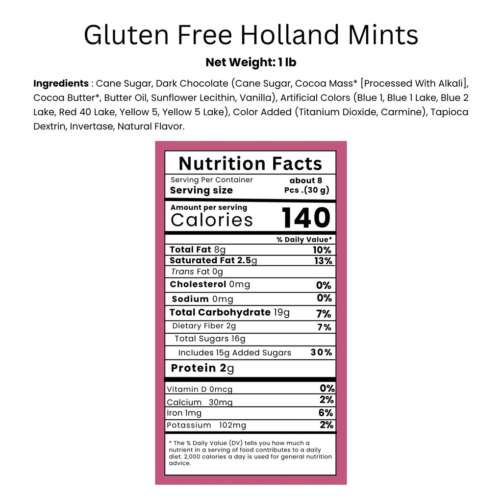 Andy Anand Gluten - Free Holland Mints, 1 lb – Belgian Dark Chocolate with Pure Peppermint Oil, Keto - Friendly, Birthday & Holiday Gourmet Gift