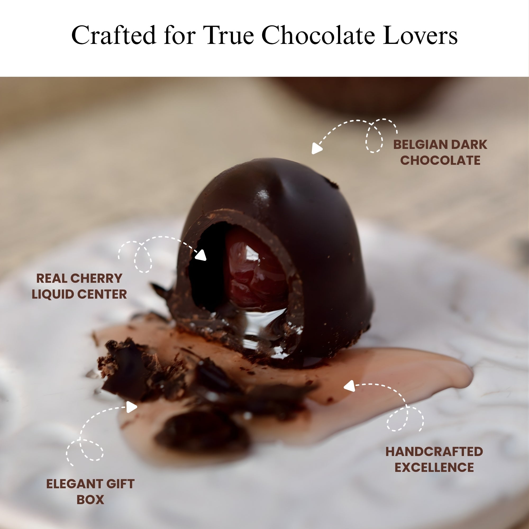 Andy Anand Sugar - Free Belgian Dark Chocolate Cherry Cordials Truffles, 25 pc – Plant - Based, Liquid Center, Diabetic - Friendly, Birthday Gift Box
