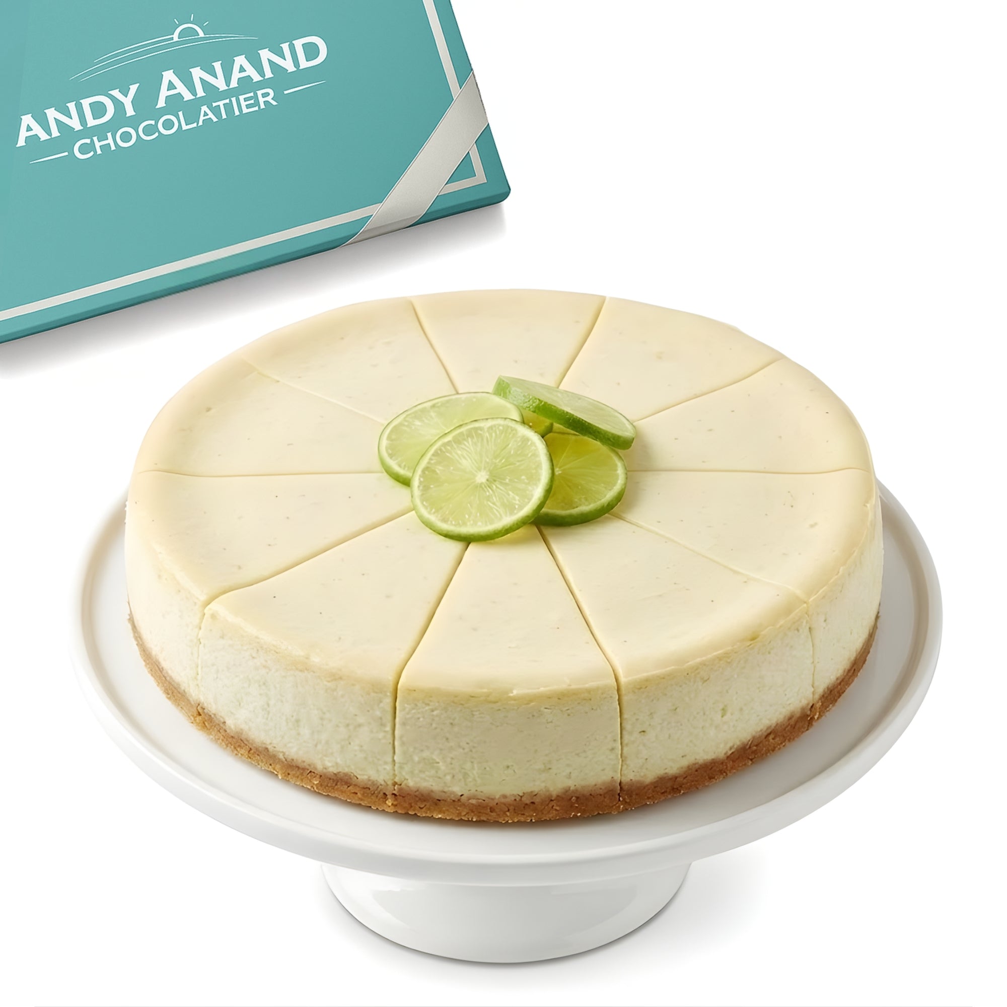 Andy Anand Sugar - Free Key Lime Cheesecake, 9 - Inch, 2 lb – No Sugar Added, Diabetic - Friendly, Real California Cream Cheese, Holiday Gift Box