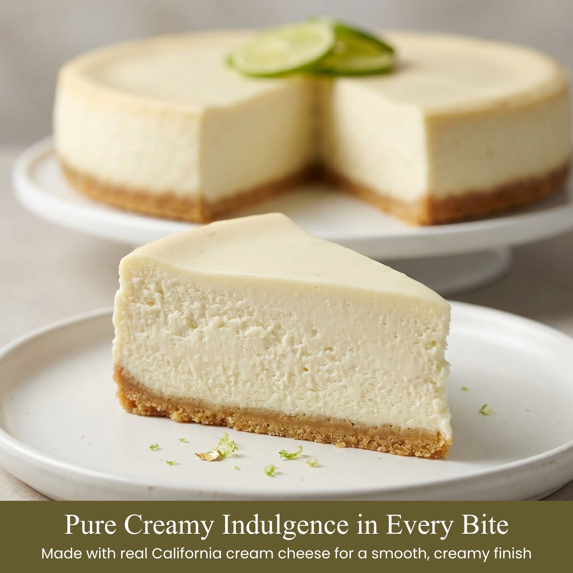 Andy Anand Sugar - Free Key Lime Cheesecake, 9 - Inch, 2 lb – No Sugar Added, Diabetic - Friendly, Real California Cream Cheese, Holiday Gift Box