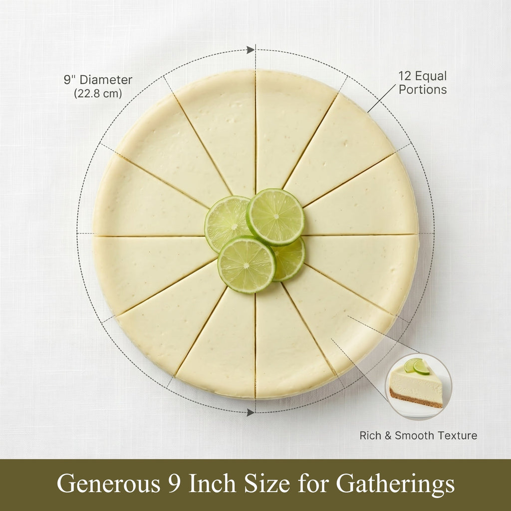 Andy Anand Sugar - Free Key Lime Cheesecake, 9 - Inch, 2 lb – No Sugar Added, Diabetic - Friendly, Real California Cream Cheese, Holiday Gift Box