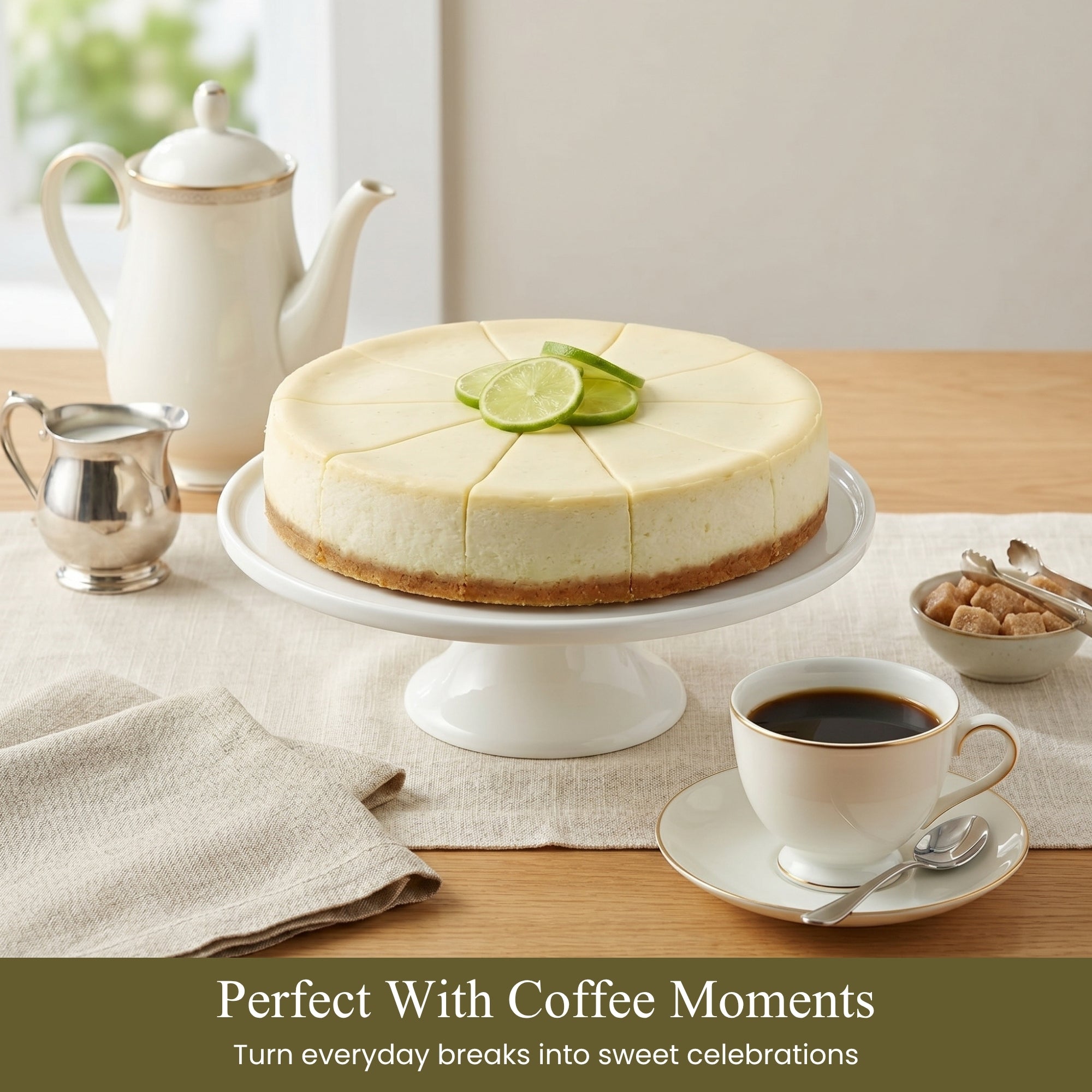 Andy Anand Sugar - Free Key Lime Cheesecake, 9 - Inch, 2 lb – No Sugar Added, Diabetic - Friendly, Real California Cream Cheese, Holiday Gift Box