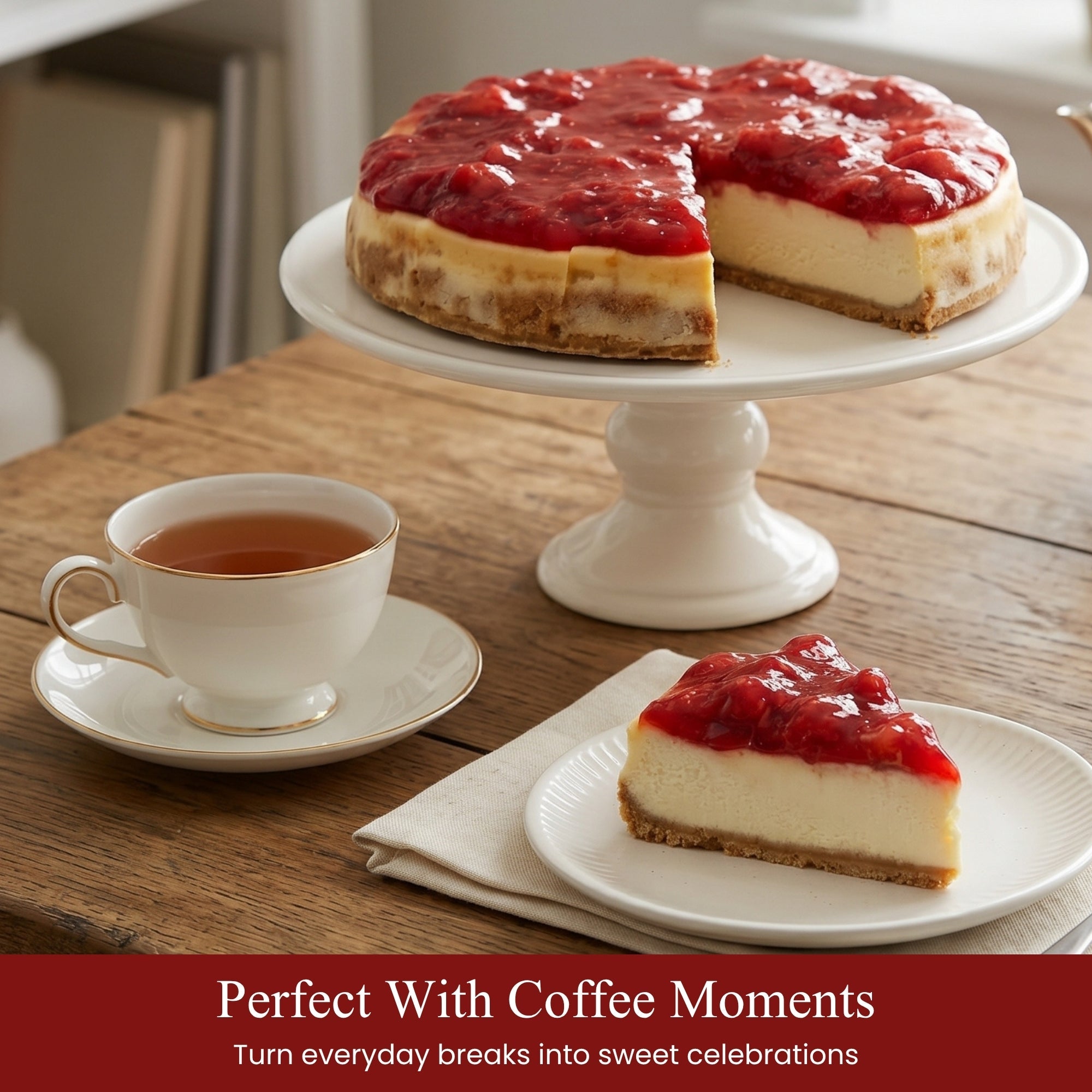 Andy Anand Sugar - Free Strawberry Cheesecake, 9 - Inch, 2.6 lb – Diabetic - Friendly, California Cream Cheese, No Preservatives, Birthday Gift