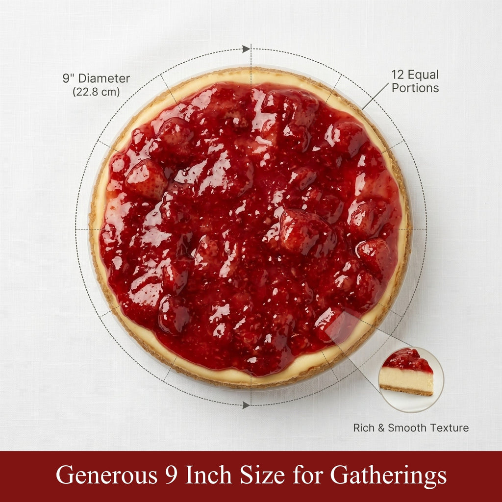 Andy Anand Sugar - Free Strawberry Cheesecake, 9 - Inch, 2.6 lb – Diabetic - Friendly, California Cream Cheese, No Preservatives, Birthday Gift