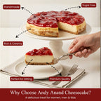 Andy Anand Sugar - Free Strawberry Cheesecake, 9 - Inch, 2.6 lb – Diabetic - Friendly, California Cream Cheese, No Preservatives, Birthday Gift