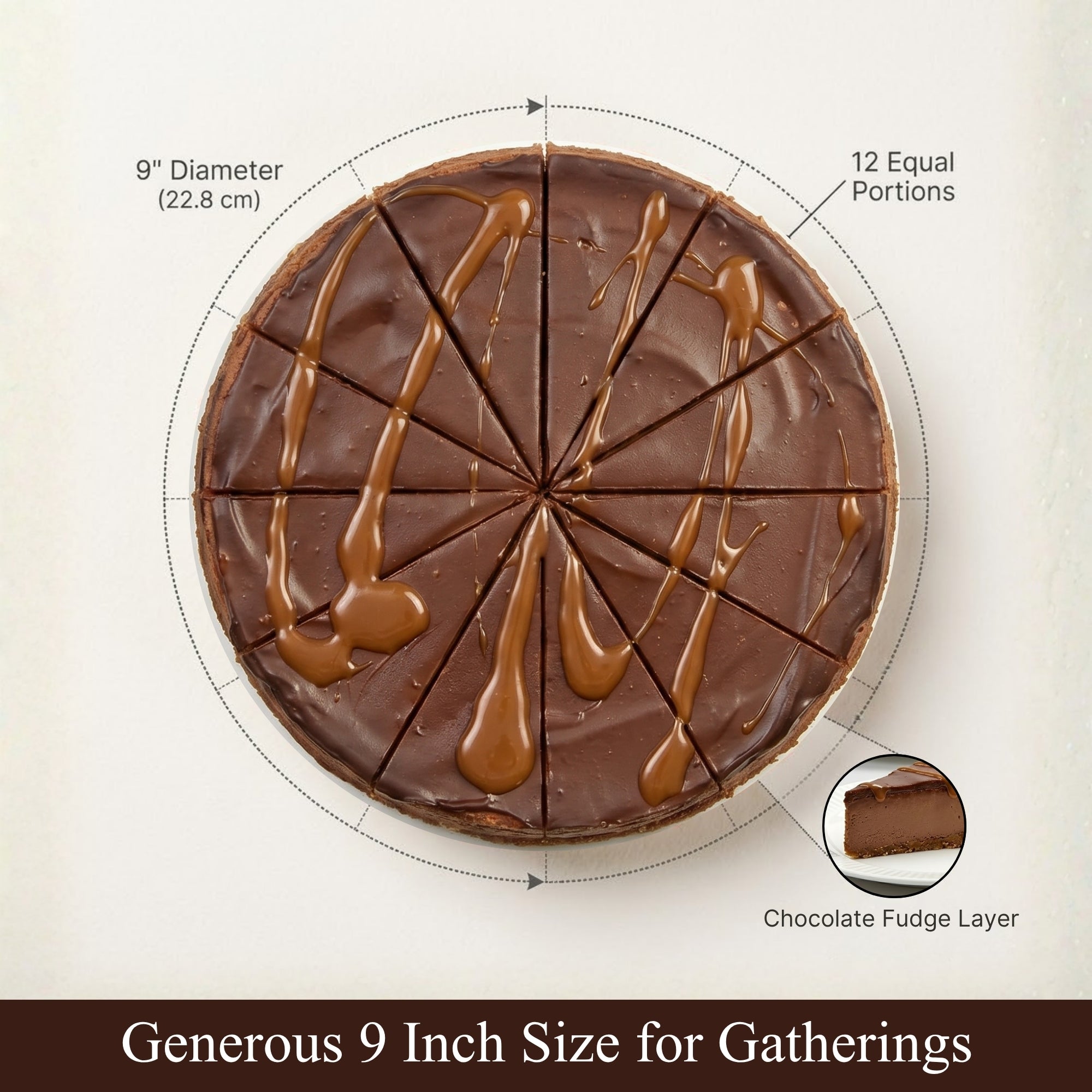 Andy Anand Chocolate Fudge Cheesecake, 9 - Inch, 2 lb – Freshly Baked, Real California Cream Cheese, No Preservatives, Birthday & Holiday Gift
