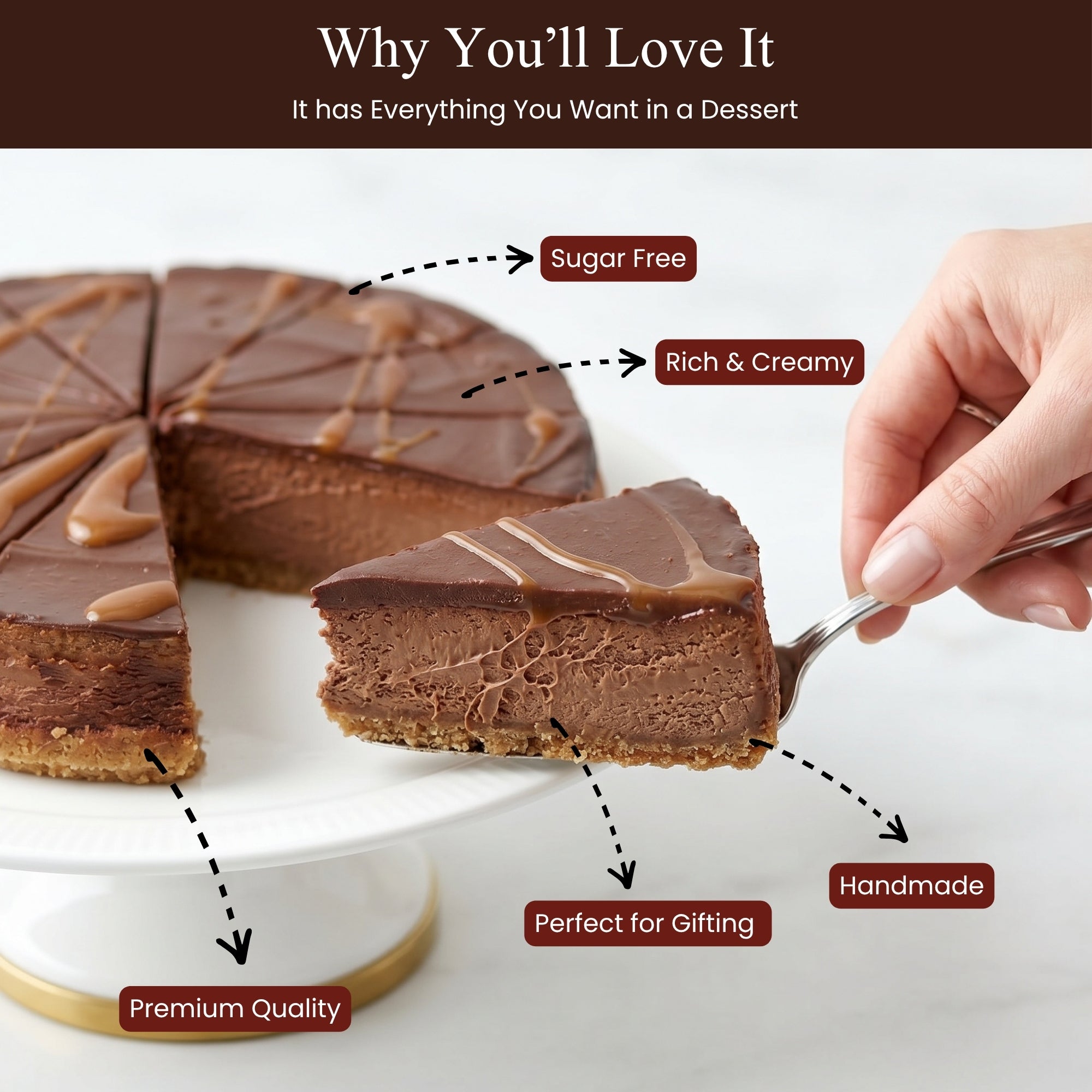 Andy Anand Chocolate Fudge Cheesecake, 9 - Inch, 2 lb – Freshly Baked, Real California Cream Cheese, No Preservatives, Birthday & Holiday Gift