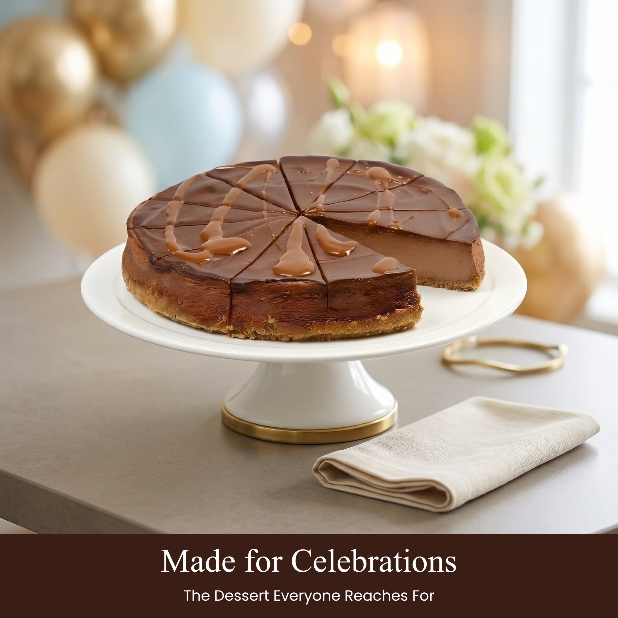 Andy Anand Chocolate Fudge Cheesecake, 9 - Inch, 2 lb – Freshly Baked, Real California Cream Cheese, No Preservatives, Birthday & Holiday Gift