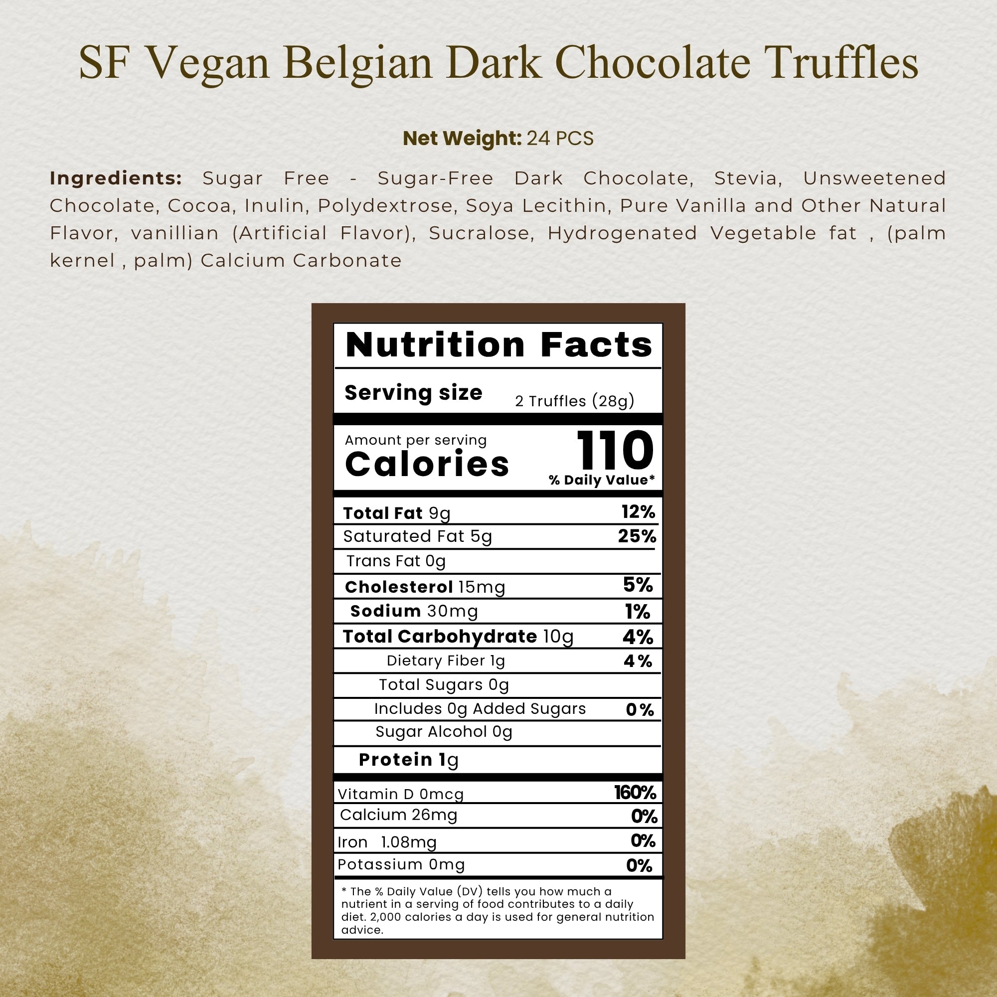 Andy Anand Sugar - Free Vegan Belgian Dark Chocolate Truffles Gift Box, 25 pc – Handmade Gourmet Assorted Flavors, Perfect for Indulgence, Birthday & Holiday
