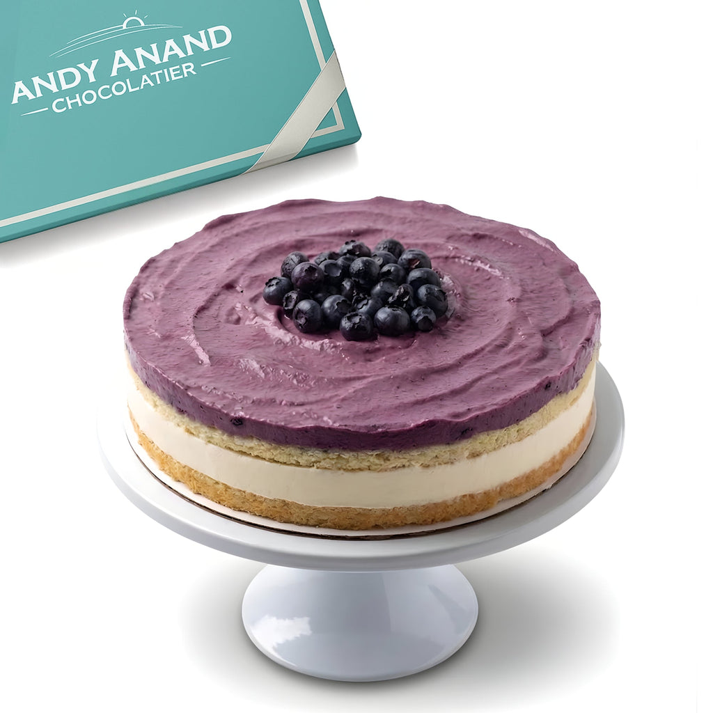 Andy Anand Sugar - Free Blueberry Lemon Mousse Cake, 2.6 lb – Keto & Diabetic - Friendly, Tangy Lemon Ganache, No Preservatives, Birthday Gift