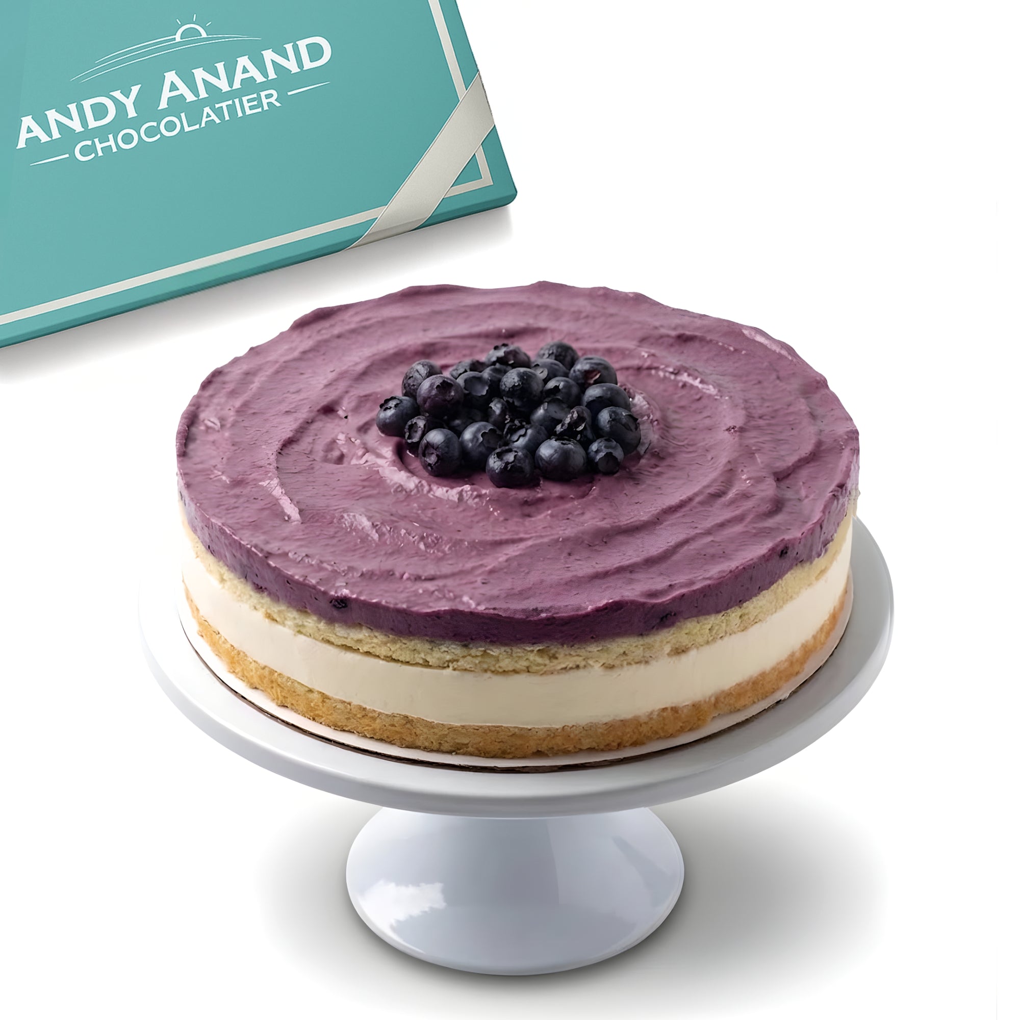 Andy Anand Sugar - Free Blueberry Lemon Mousse Cake, 2.6 lb – Keto & Diabetic - Friendly, Tangy Lemon Ganache, No Preservatives, Birthday Gift