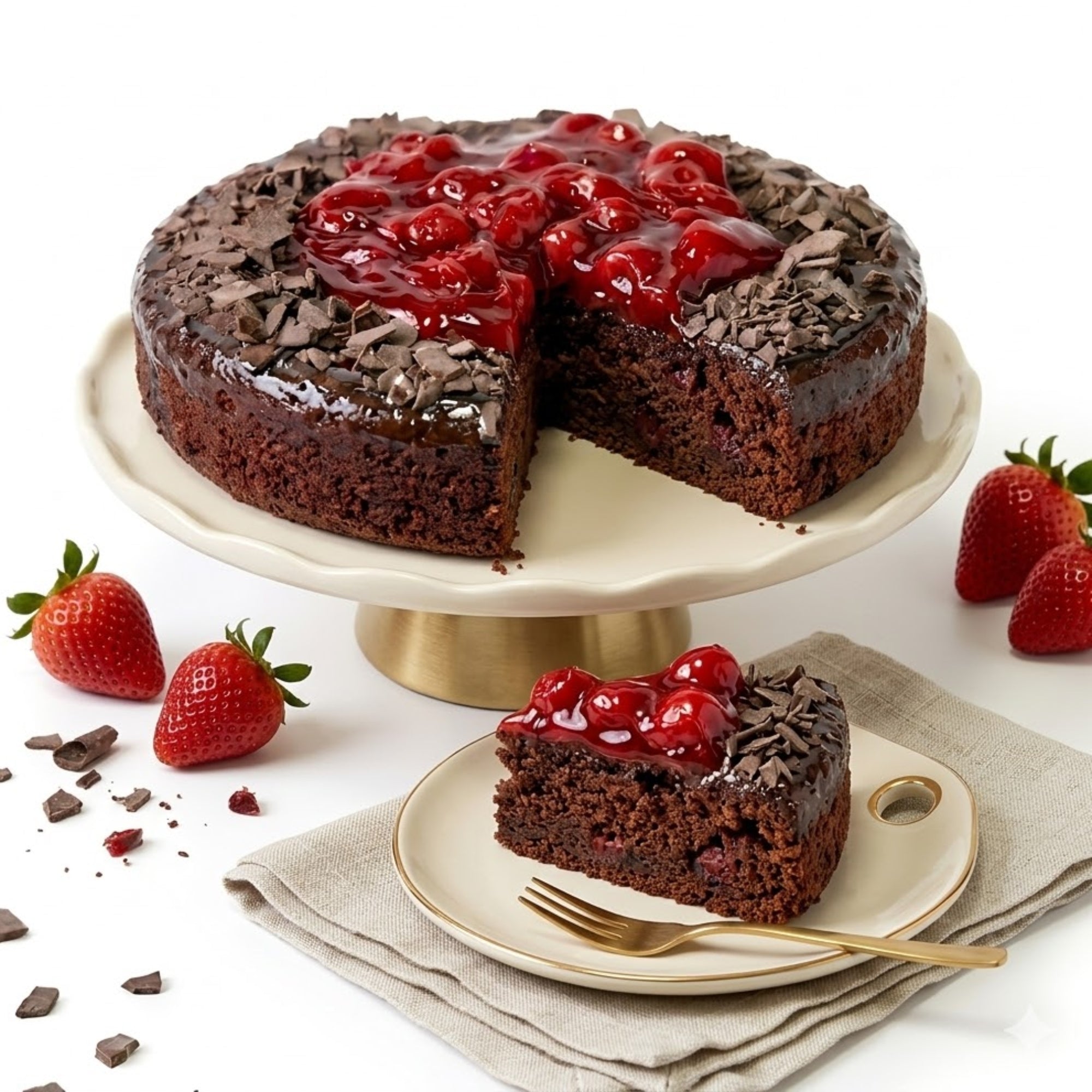 Andy Anand Sugar - Free Gluten - Free Chocolate Strawberry Cake, 2.8 lb – Real Strawberry Filling, Keto & Diabetic - Friendly, Birthday Gift Box