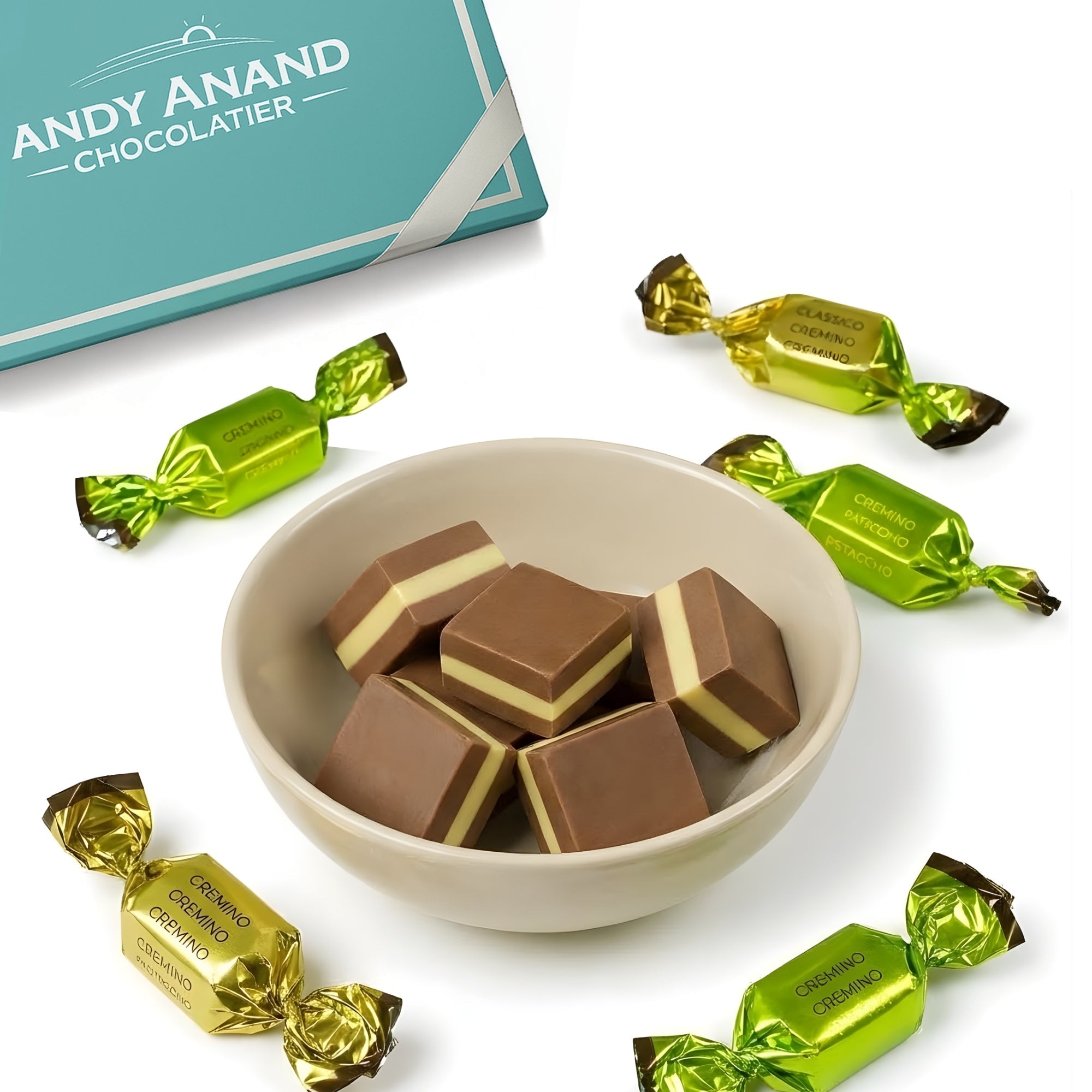 Andy Anand Italian Cremino Chocolate Assortment, 18 pc, 8 oz – Gluten - Free, 60% Cocoa Butter, Authentic Italian, Birthday & Holiday Gift Box