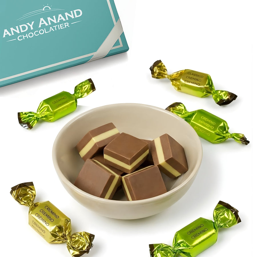 Andy Anand Italian Cremino Chocolate Assortment, 18 pc, 8 oz – Gluten - Free, 60% Cocoa Butter, Authentic Italian, Birthday & Holiday Gift Box