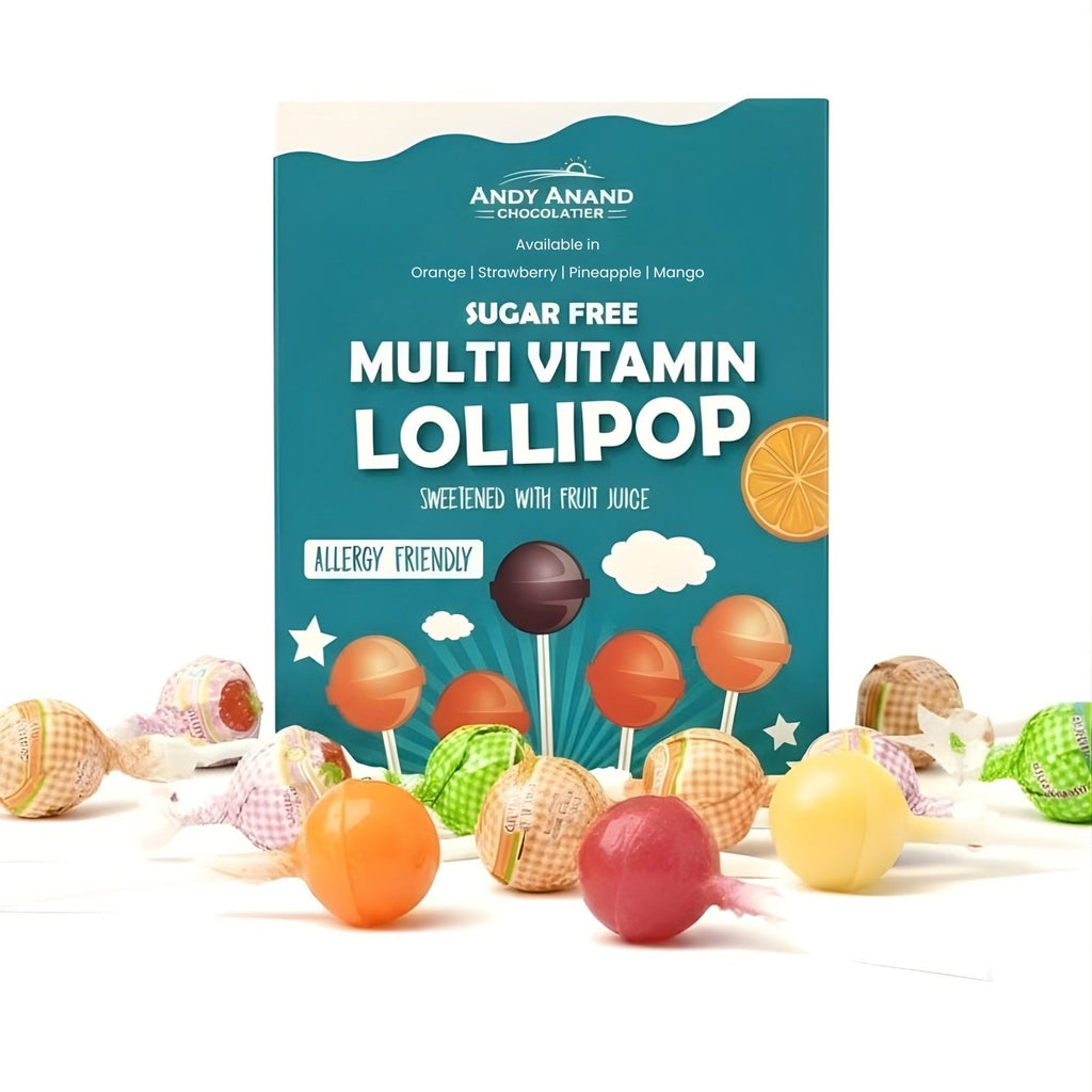 ndy Anand SugarA - Free Multivitamin Lollipops, 29 ct, 8.8 oz – Real Fruit Juice, Keto, Kids Multivitamin Support, Birthday & Holiday Gift