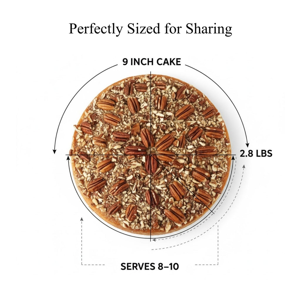 Andy Anand Sugar - Free Gluten - Free Caramel Pecan Cake, 9 - Inch, 2.8 lb – Keto & Diabetic - Friendly, Natural Sweetener, Birthday Gift Box
