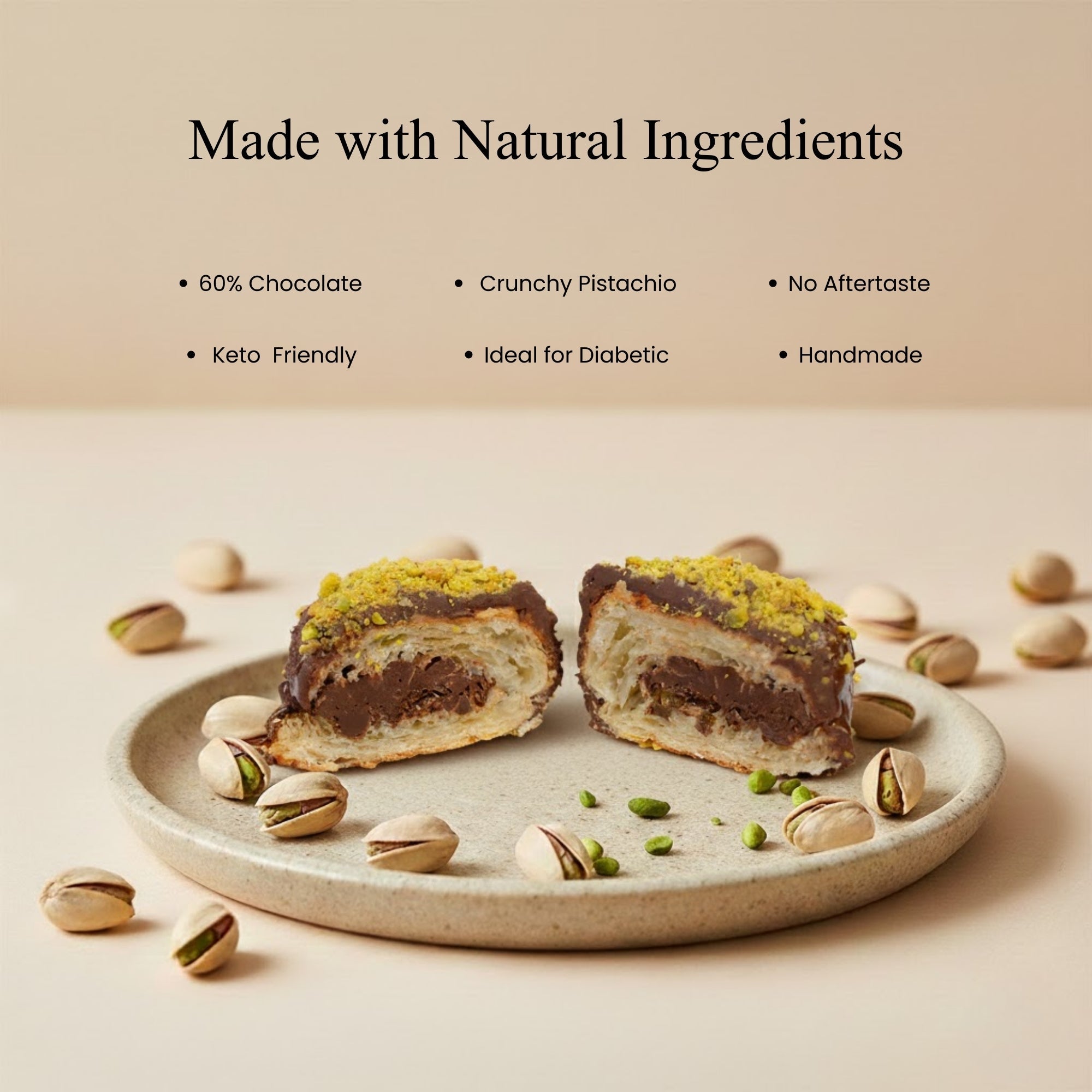Andy Anand Sugar - Free Dubai Pistachio Chocolate Cake, 2.2 lb – Kataifi, Pistachio Cream, Keto & Diabetic - Friendly Viral Birthday Gift Box