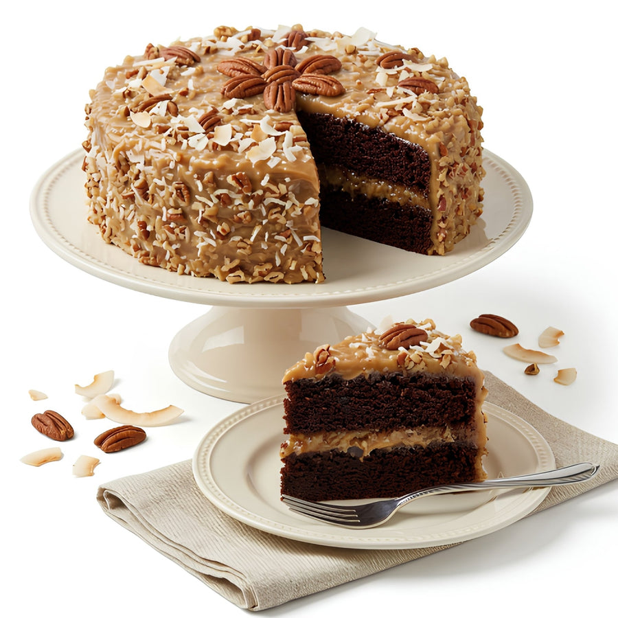 Andy Anand Sugar - Free German Chocolate Cake, 2.4 lb – Belgian Cocoa, Coconut - Pecan Filling, Keto & Diabetic - Friendly Birthday Gift Box