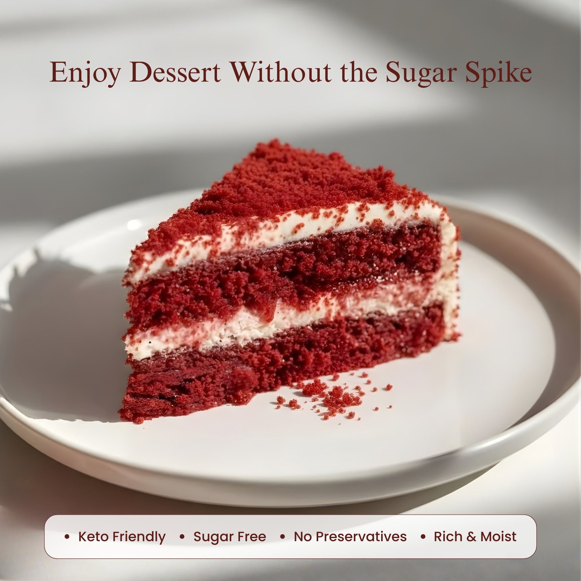 AnAndy and Sugar - Free Red Velvet Cake, 2.4 lb – Belgian Cocoa, Sugar - Free Cream Cheese Frosting, Keto & Diabetic - Friendly Birthday Gift