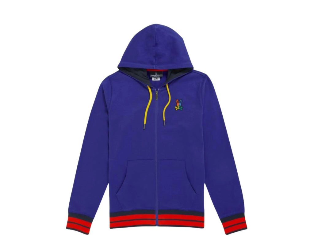 Psycho Bunny Warwick Color-Block Logo Zip-Up Men Hoodie Bold Blue
