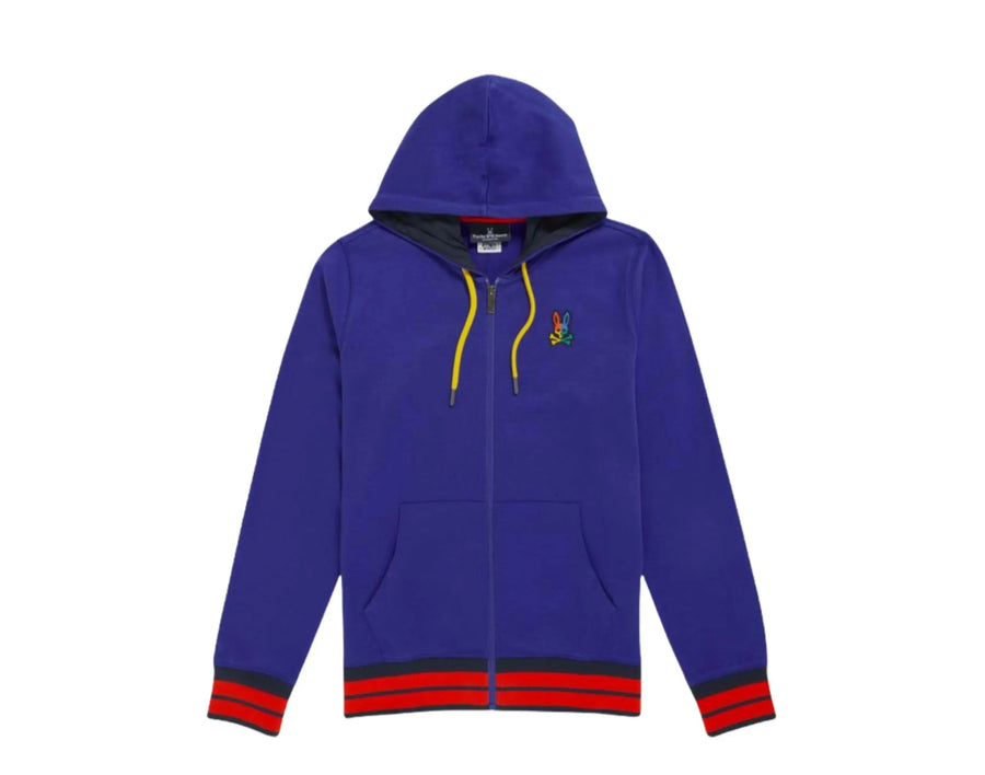 Psycho Bunny Warwick Color-Block Logo Zip-Up Men Hoodie Bold Blue