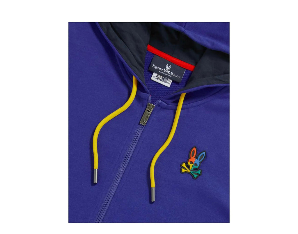 Psycho Bunny Warwick Color-Block Logo Zip-Up Men Hoodie Bold Blue
