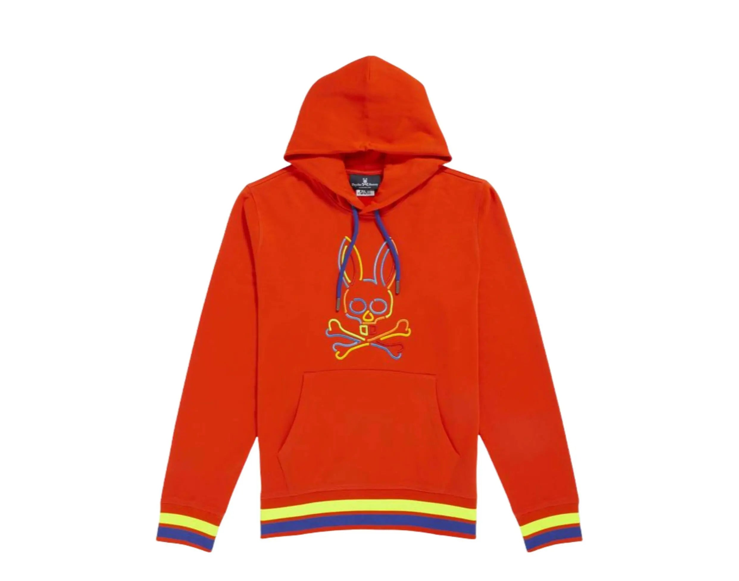 Psycho Bunny Barbon Neon Glow Men Hoodie Bonfire Orange