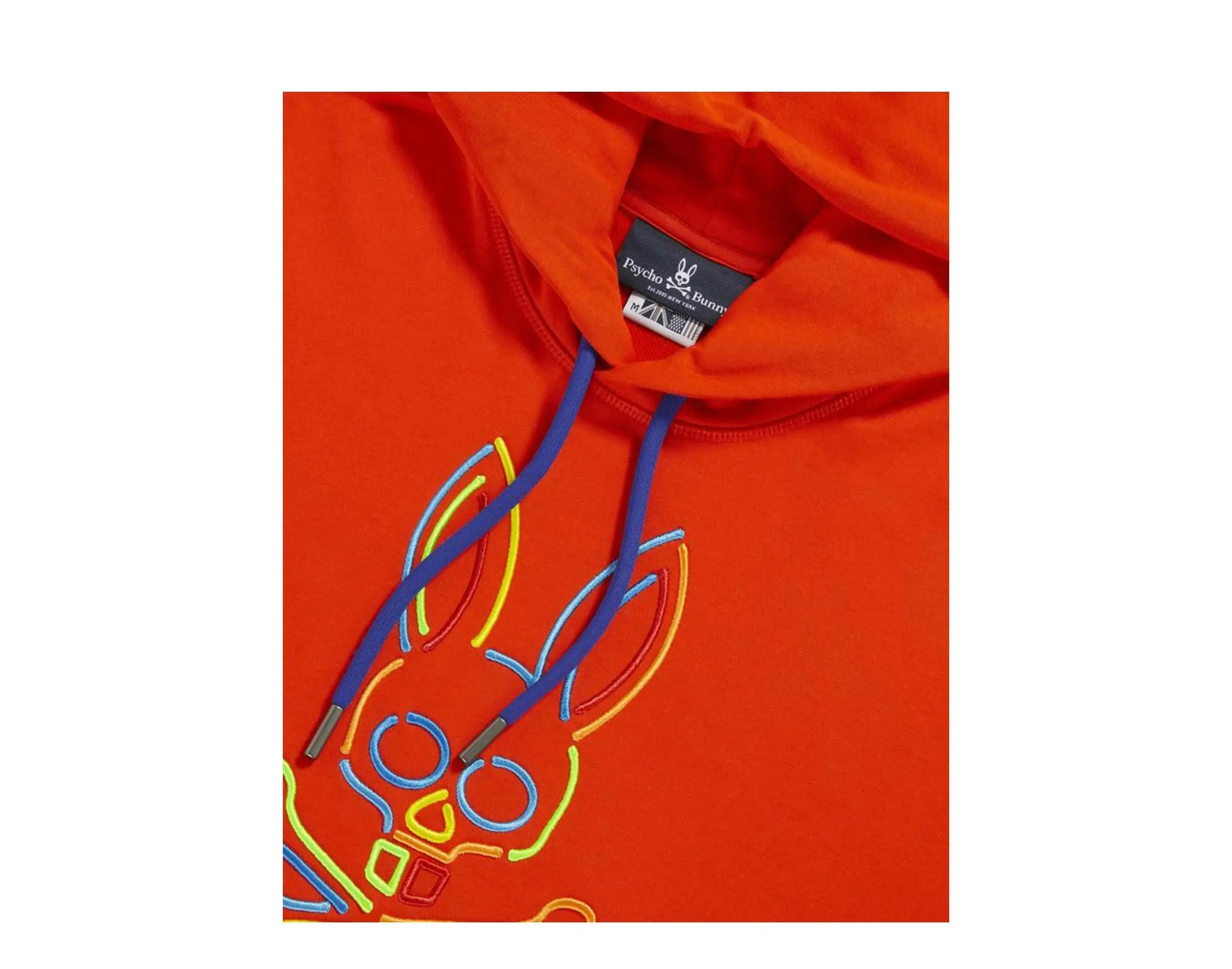Psycho Bunny Barbon Neon Glow Men Hoodie Bonfire Orange