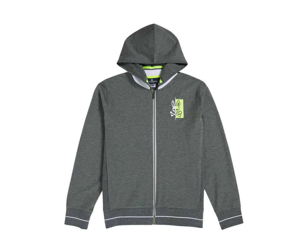 Psycho Bunny Dovedale Zip-Up Men Hoodie Heather Storm/Lime
