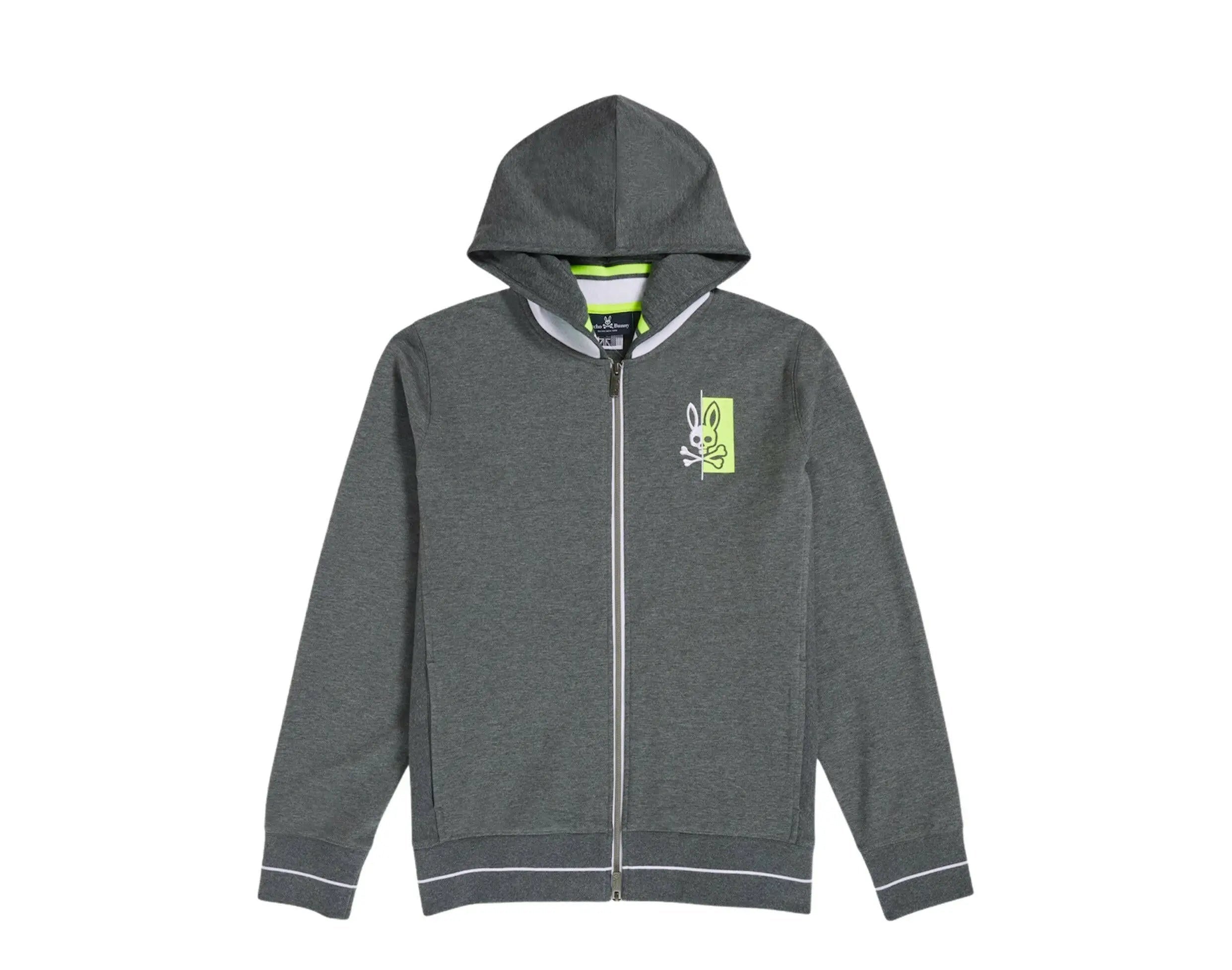 Psycho Bunny Dovedale Zip-Up Men Hoodie Heather Storm/Lime