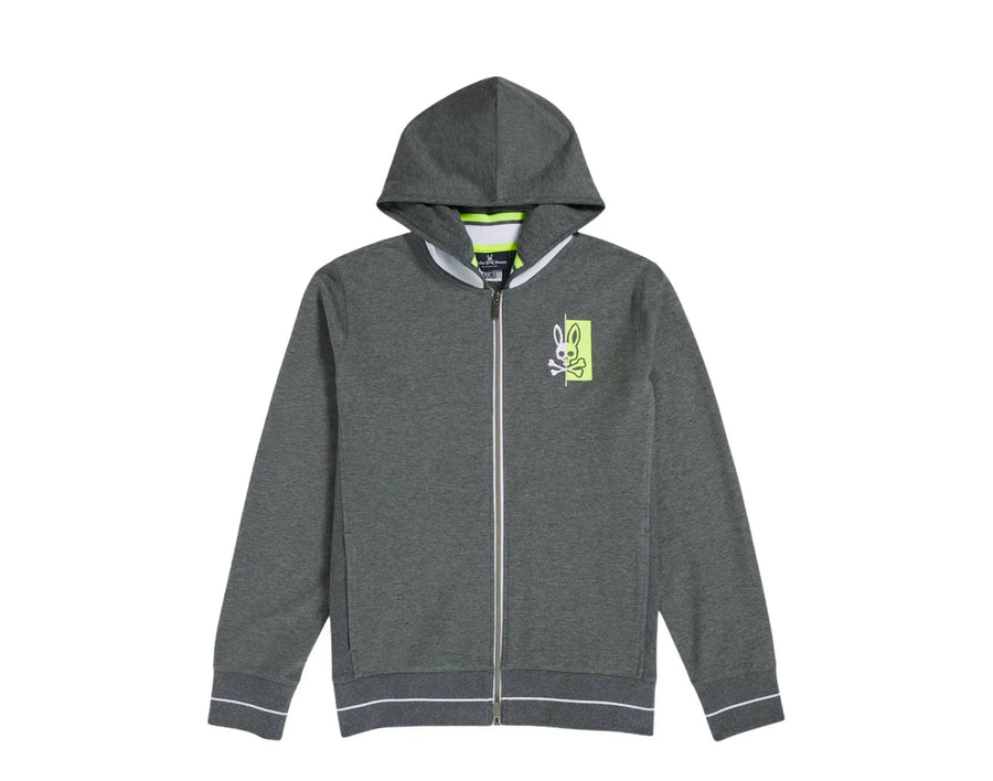 Psycho Bunny Dovedale Zip-Up Men Hoodie Heather Storm/Lime