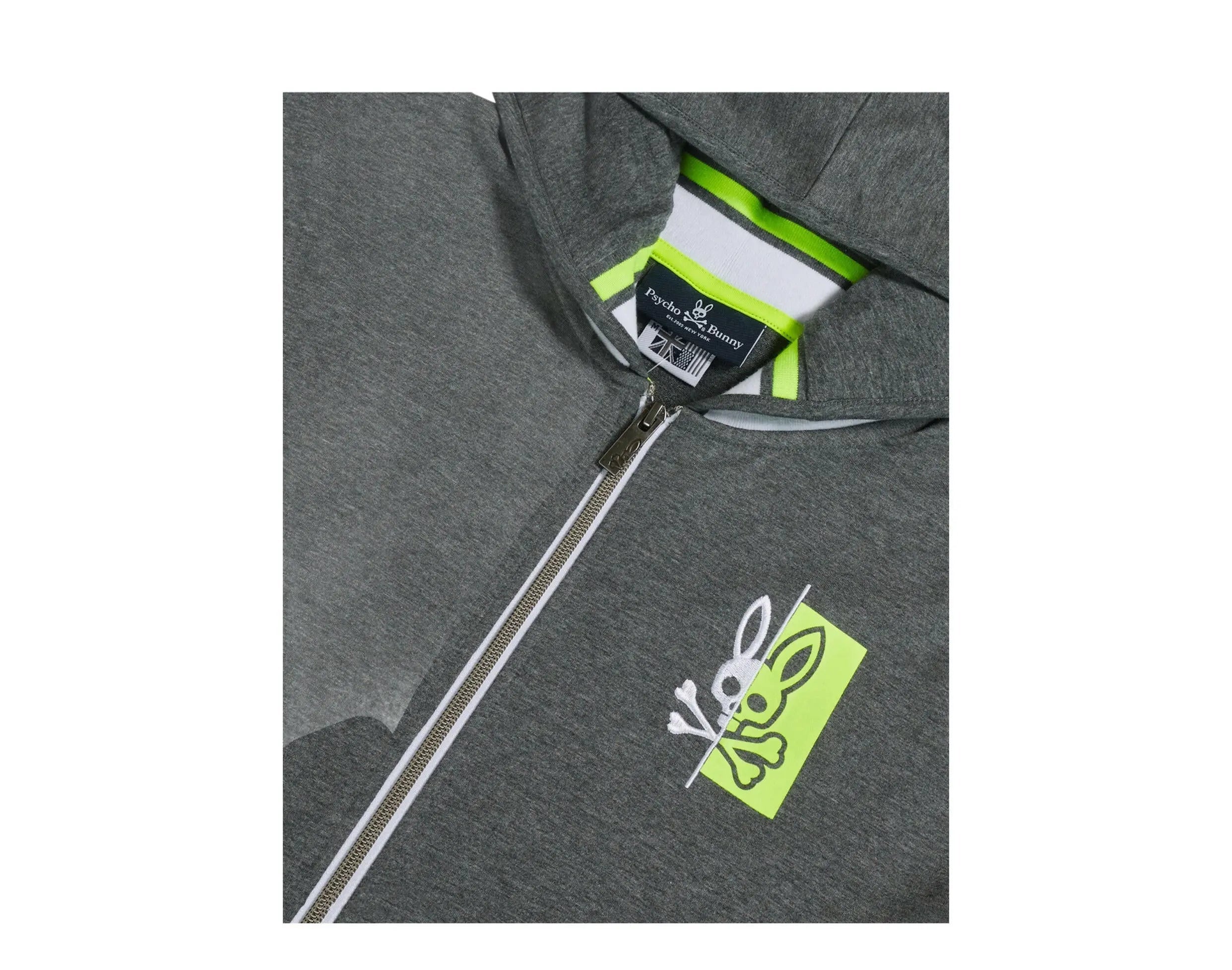 Psycho Bunny Dovedale Zip-Up Men Hoodie Heather Storm/Lime