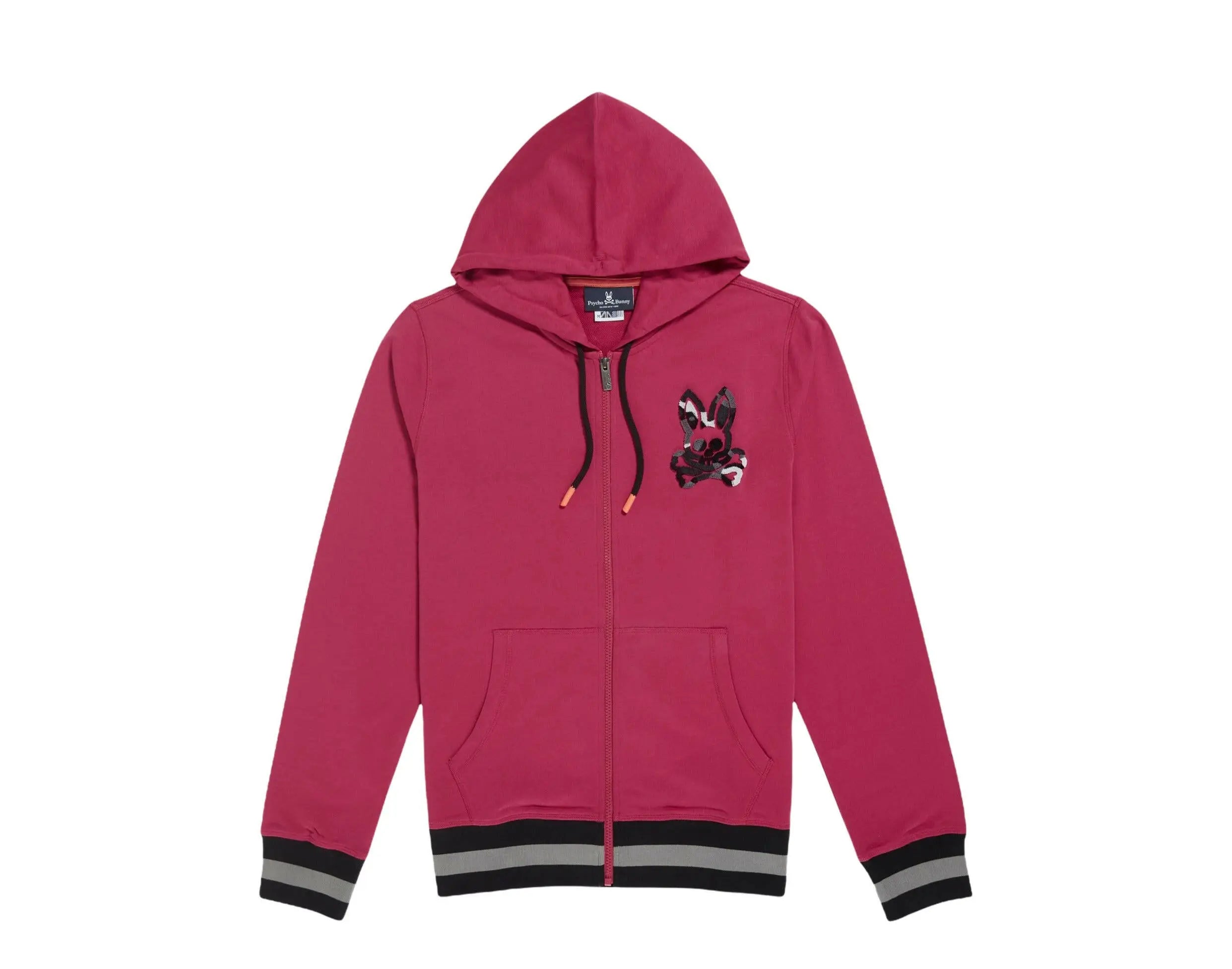 Psycho Bunny Howgate Camo Zip-Up Men Hoodie Cranberry