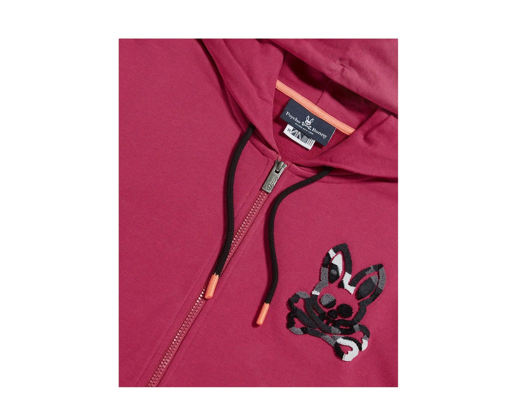 Psycho Bunny Howgate Camo Zip-Up Men Hoodie Cranberry