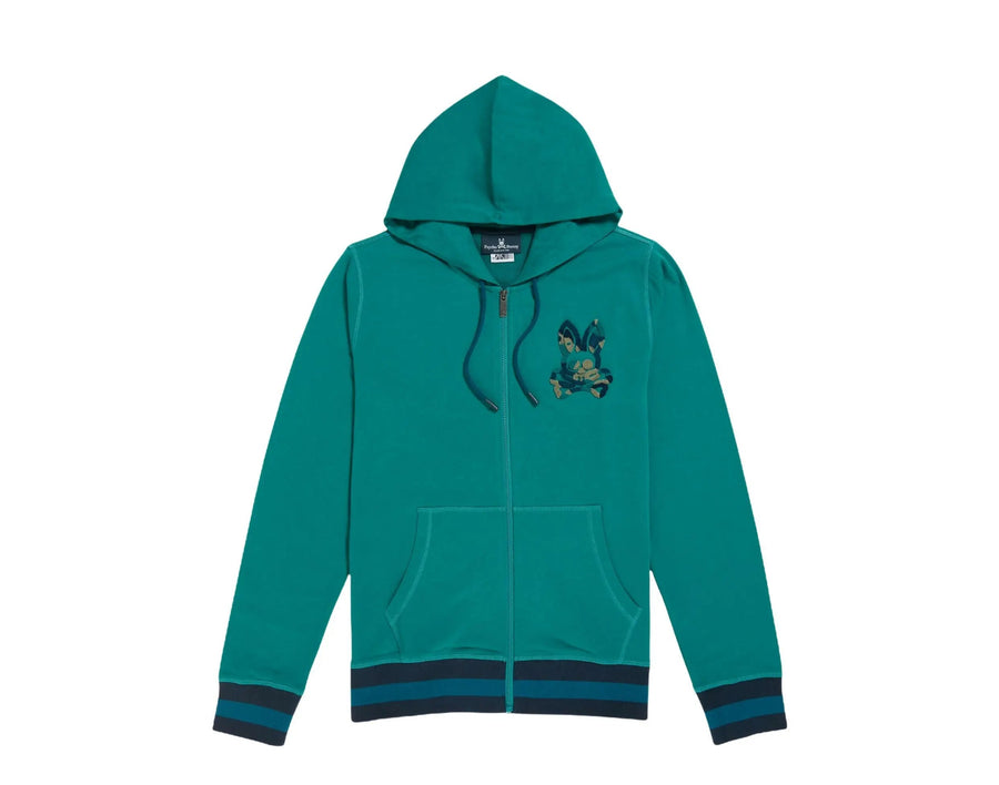 Psycho Bunny Howgate Camo Zip-Up Men Hoodie Harbor Blue