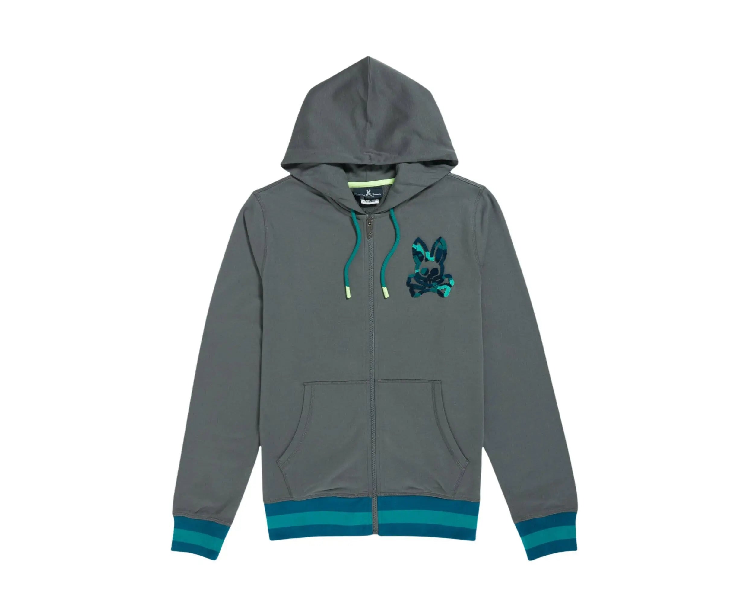 Psycho Bunny Howgate Camo Zip-Up Men Hoodie Magnet Grey
