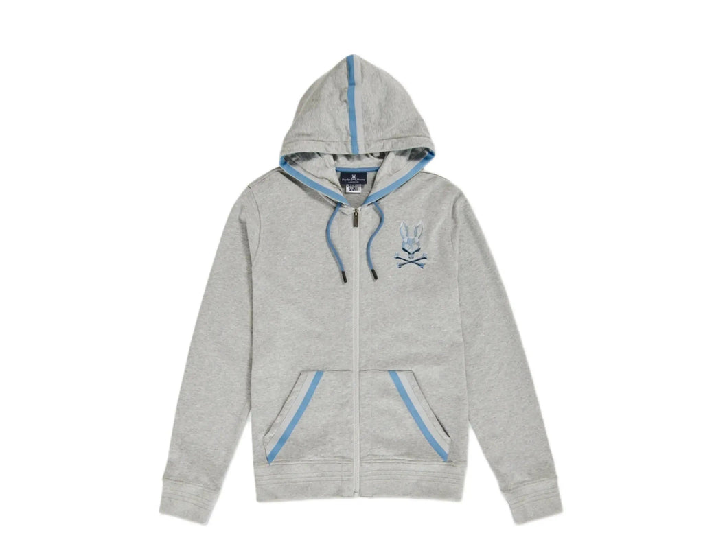 Psycho Bunny Priory Zip-Up Men Hoodie Heather Grey/Blue