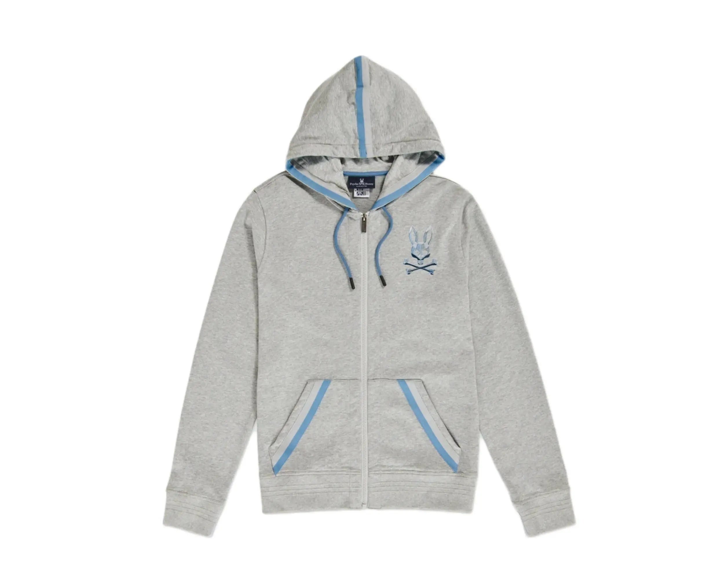 Psycho Bunny Priory Zip-Up Men Hoodie Heather Grey/Blue
