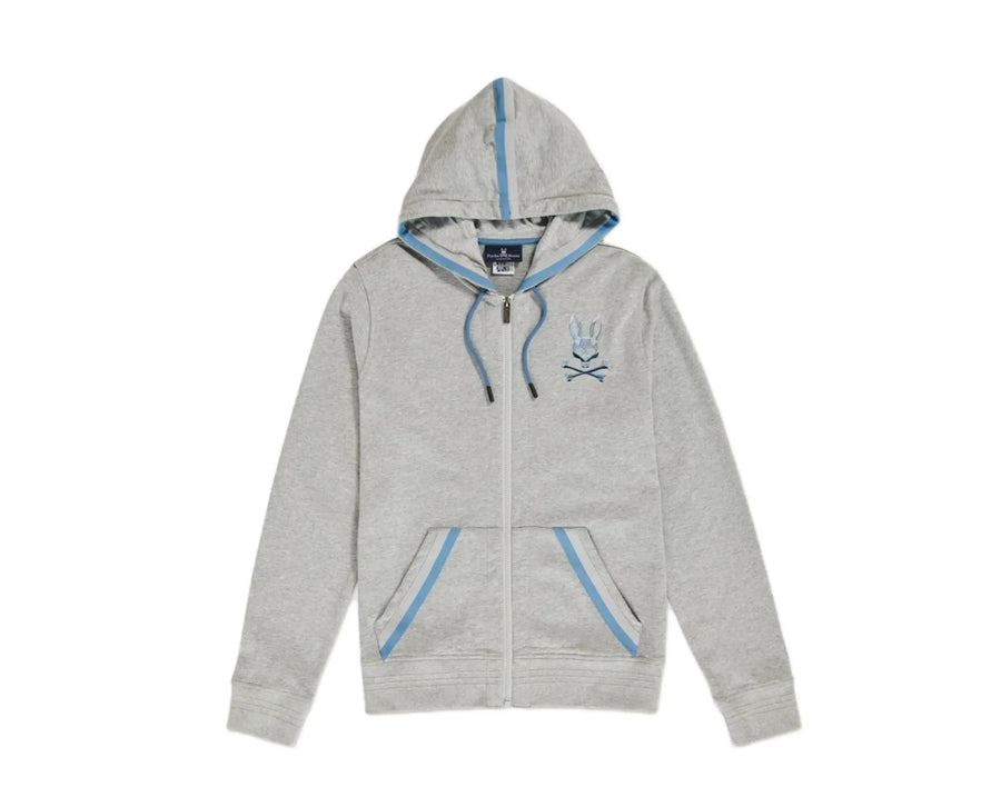 Psycho Bunny Priory Zip-Up Men Hoodie Heather Grey/Blue
