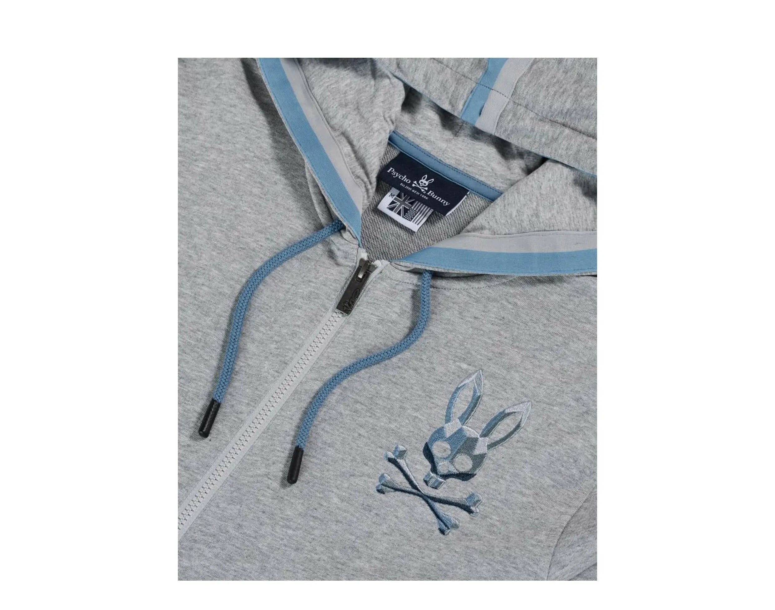 Psycho Bunny Priory Zip-Up Men Hoodie Heather Grey/Blue