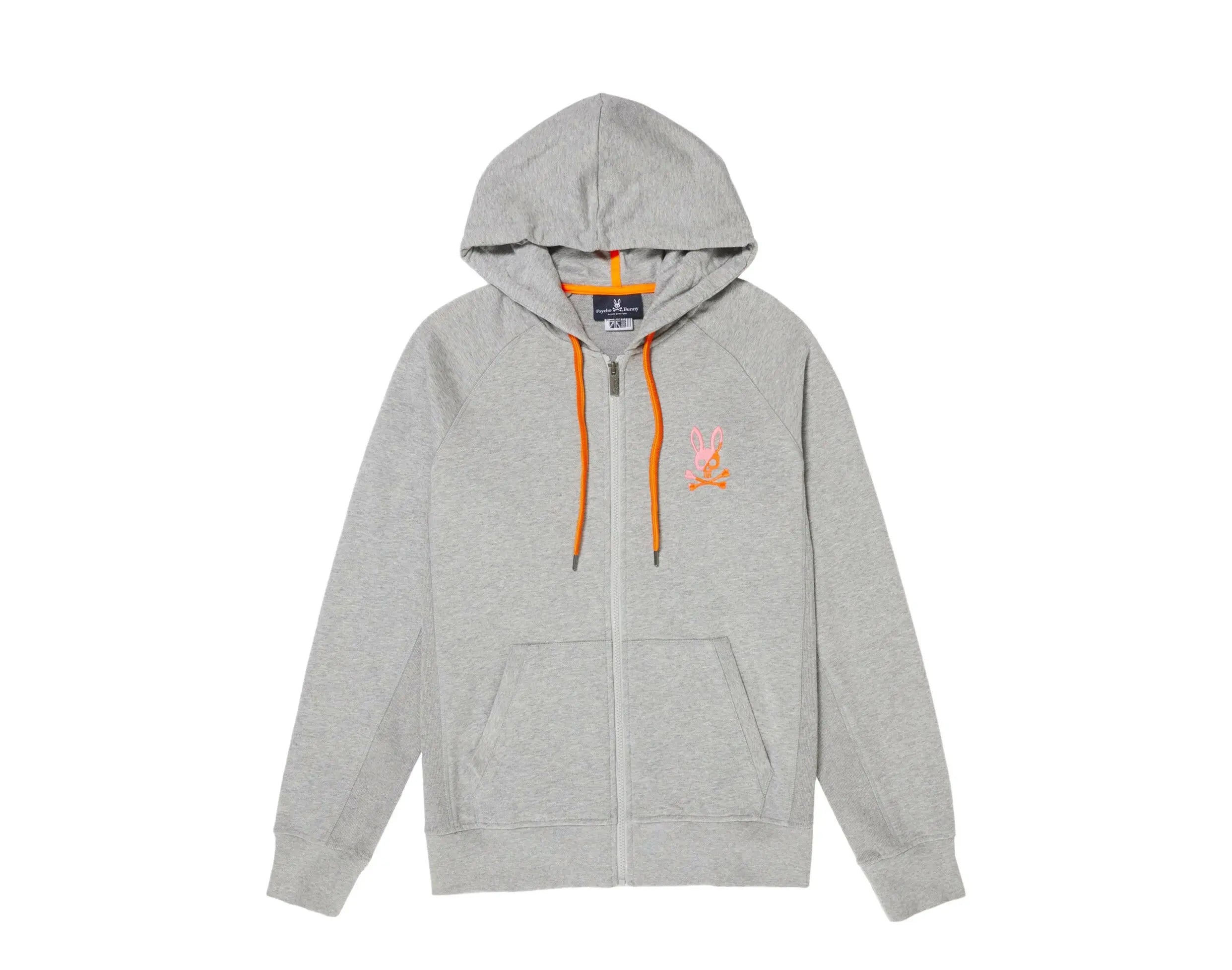 Psycho Bunny Drake Zip-Up Men Hoodie Heather Grey/Orange
